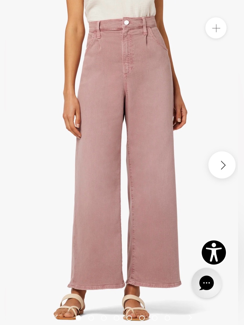 Joe's Jeans The Pleated Wide Leg Ankle Denim High Rise Nostalgia Rose Pink Sz 28